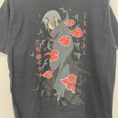 古着 used　NARUTO ナルト　半袖オリジナルアニメプリントTシャツ　うちはイタチ　クルーネック　カジュアル　黒　Sサイズ