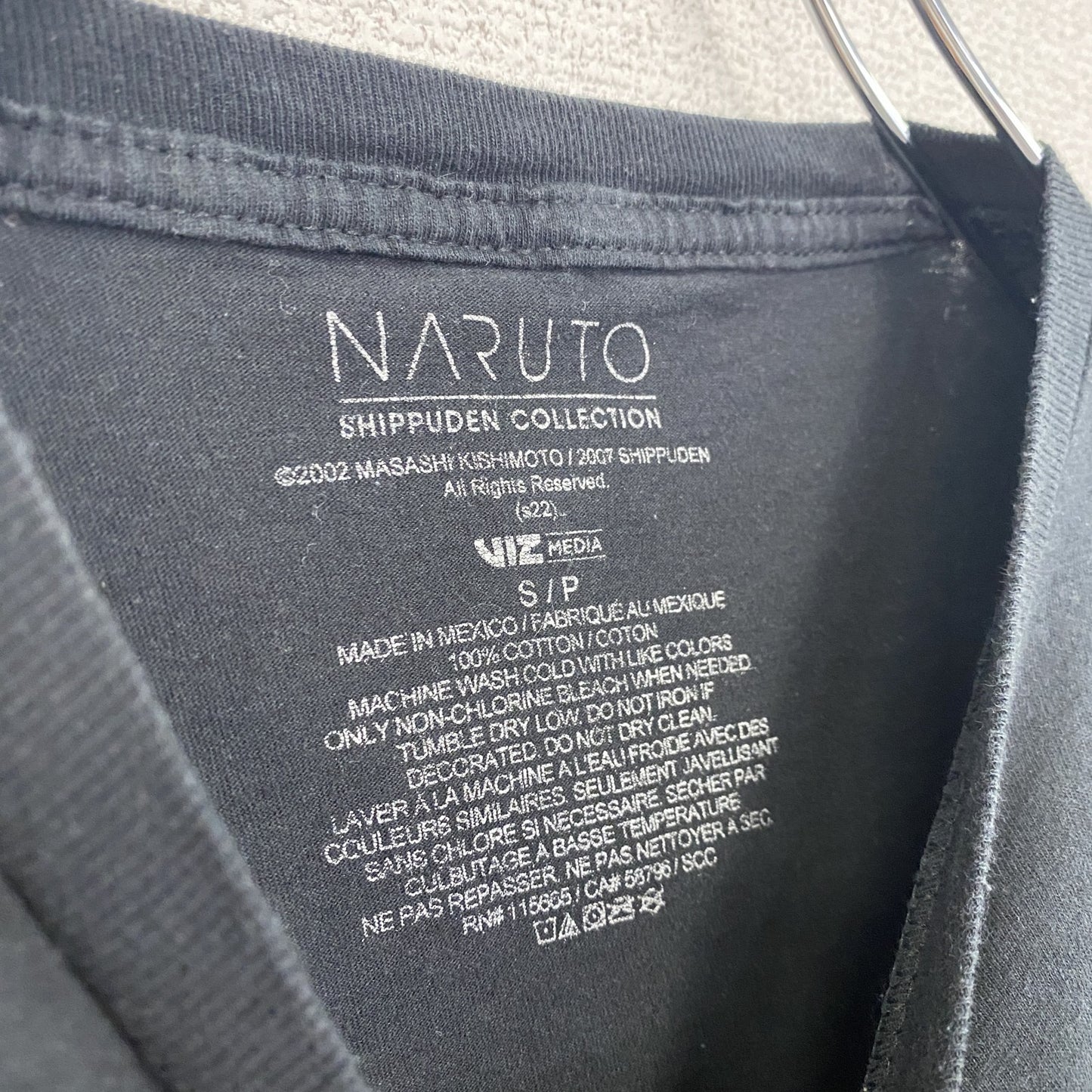 古着 used　NARUTO ナルト　半袖オリジナルアニメプリントTシャツ　うちはイタチ　クルーネック　カジュアル　黒　Sサイズ