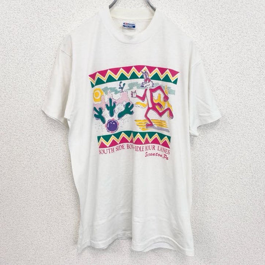 古着 used　ヘインズ　半袖プリントTシャツ　USA製　コヨーテ　サボテン　クルーネック　レトロデザイン　Lサイズ