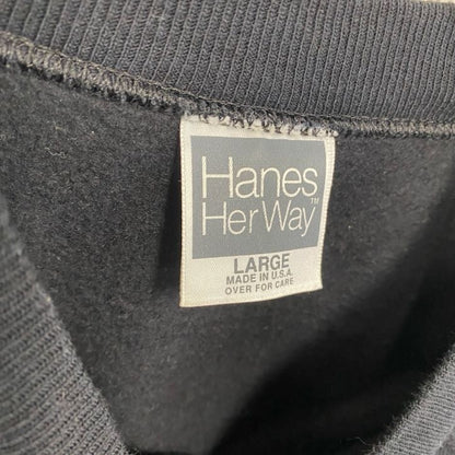 ～90s　Hanes Her Way　ヘインズハーウェイ　スウェット/トレーナー　無地　ラグランスリーブ　ヴィンテージ　ブラック　Lサイズ