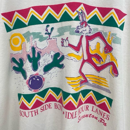古着 used　ヘインズ　半袖プリントTシャツ　USA製　コヨーテ　サボテン　クルーネック　レトロデザイン　Lサイズ