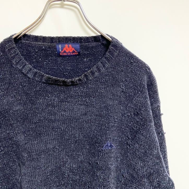 ROBE DI KAPPA　カッパ　ニット/セーター　ワンポイント　刺繍ロゴ　クルーネック　紺　ネイビー　XLサイズ