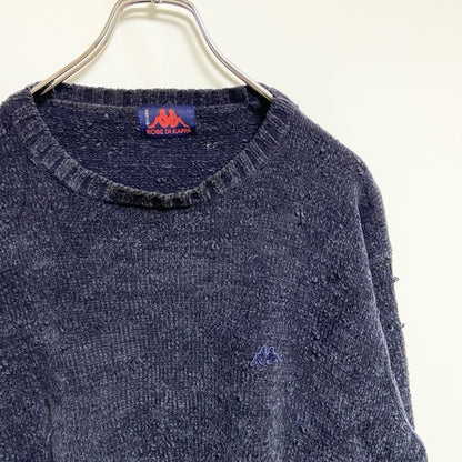 ROBE DI KAPPA　カッパ　ニット/セーター　ワンポイント　刺繍ロゴ　クルーネック　紺　ネイビー　XLサイズ