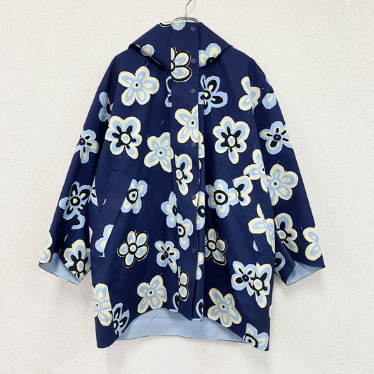 UNIQLO　ユニクロ　MARNI　マルニ　ブロックテックハーフコート　ラグランスリーブ　花柄　青　ブルー　Lサイズ