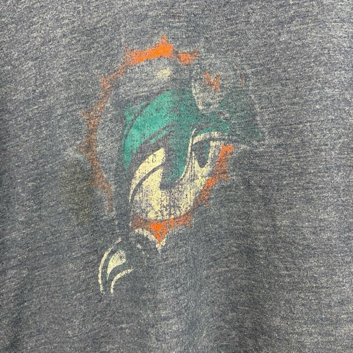 古着 used　長袖プリントTシャツ　NFL　マイアミドルフィンズ　フットボール　紺　ネイビー　クルーネック　Lサイズ