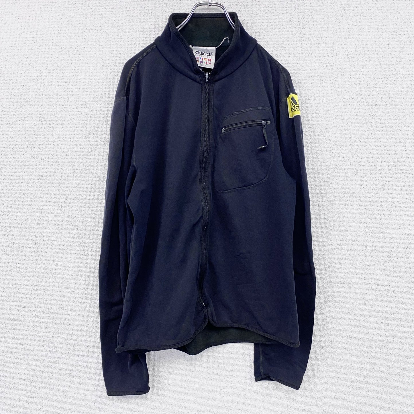 90s　adidas EQUIPMENT　アディダスイクイップメント　フリースジャケット　パフォーマンスロゴ　ヴィンテージ　黒　ブラック　Ｍサイズ