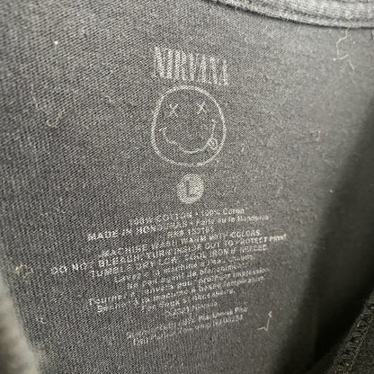 古着 used　Nirvana ニルヴァーナ 　半袖バンドプリントTシャツ　スマイルロゴ　クルーネック　カジュアル　黒　Lサイズ
