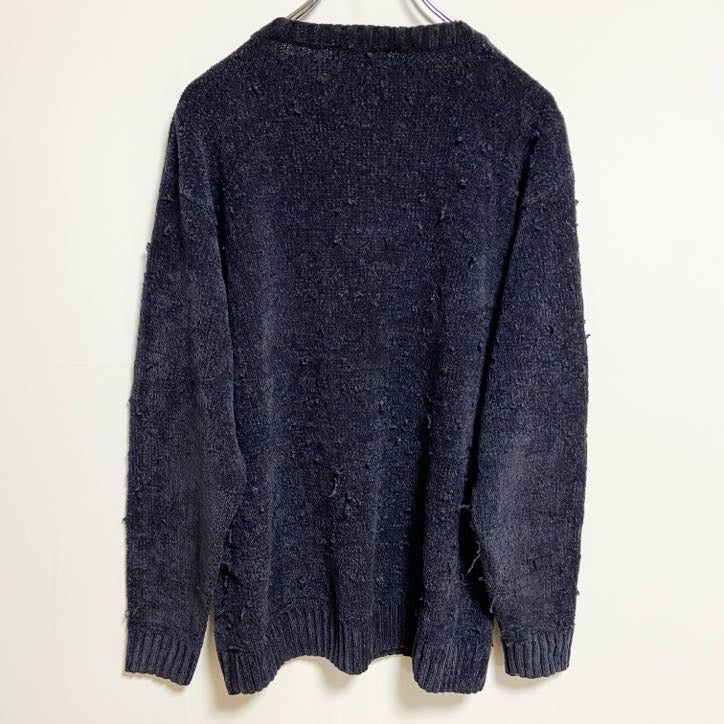 ROBE DI KAPPA　カッパ　ニット/セーター　ワンポイント　刺繍ロゴ　クルーネック　紺　ネイビー　XLサイズ