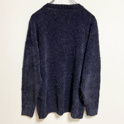 ROBE DI KAPPA　カッパ　ニット/セーター　ワンポイント　刺繍ロゴ　クルーネック　紺　ネイビー　XLサイズ