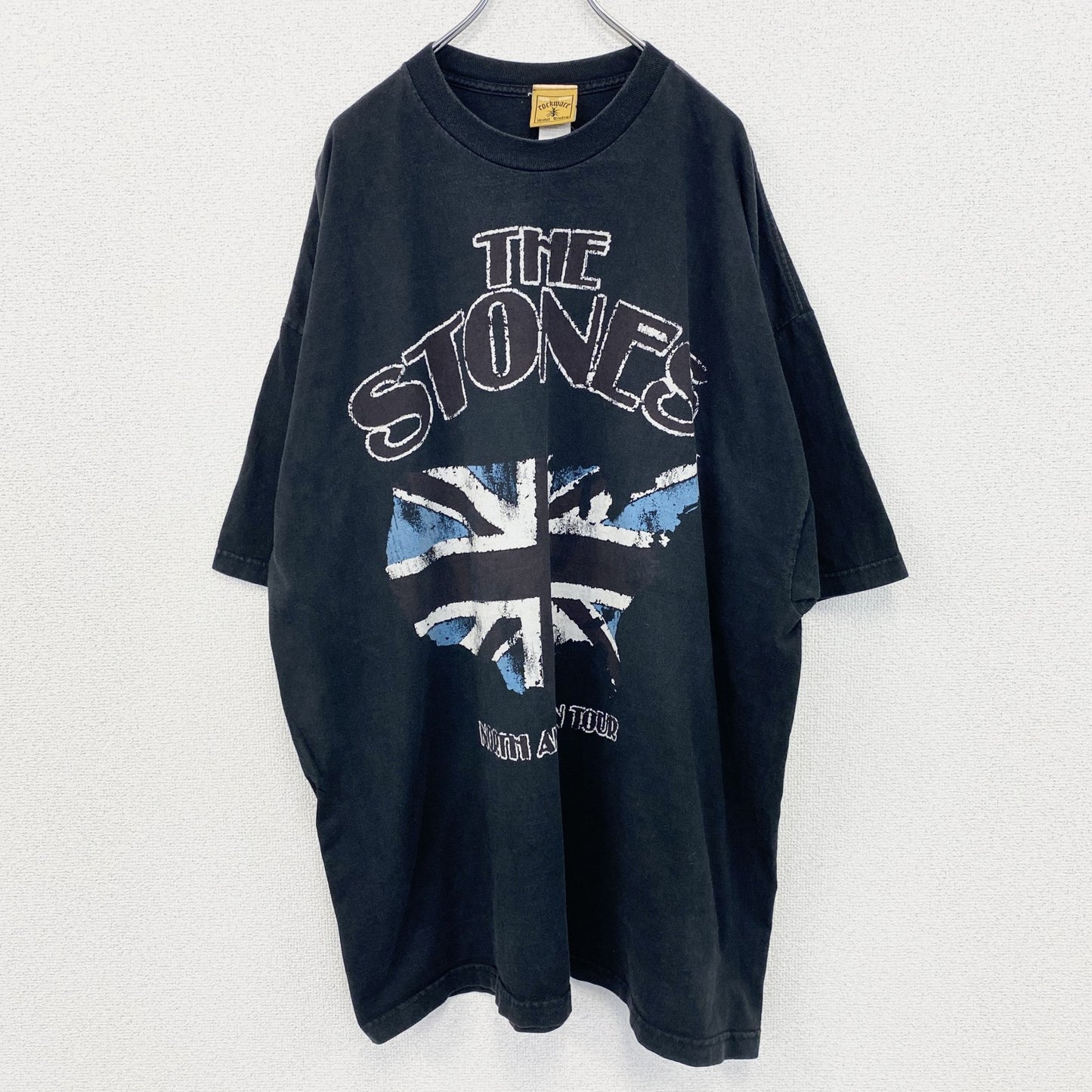 古着 used　ROCKMARE　半袖バンドプリントTシャツ　THE STONES　クルーネック　カジュアル　黒　XXXXLサイズ