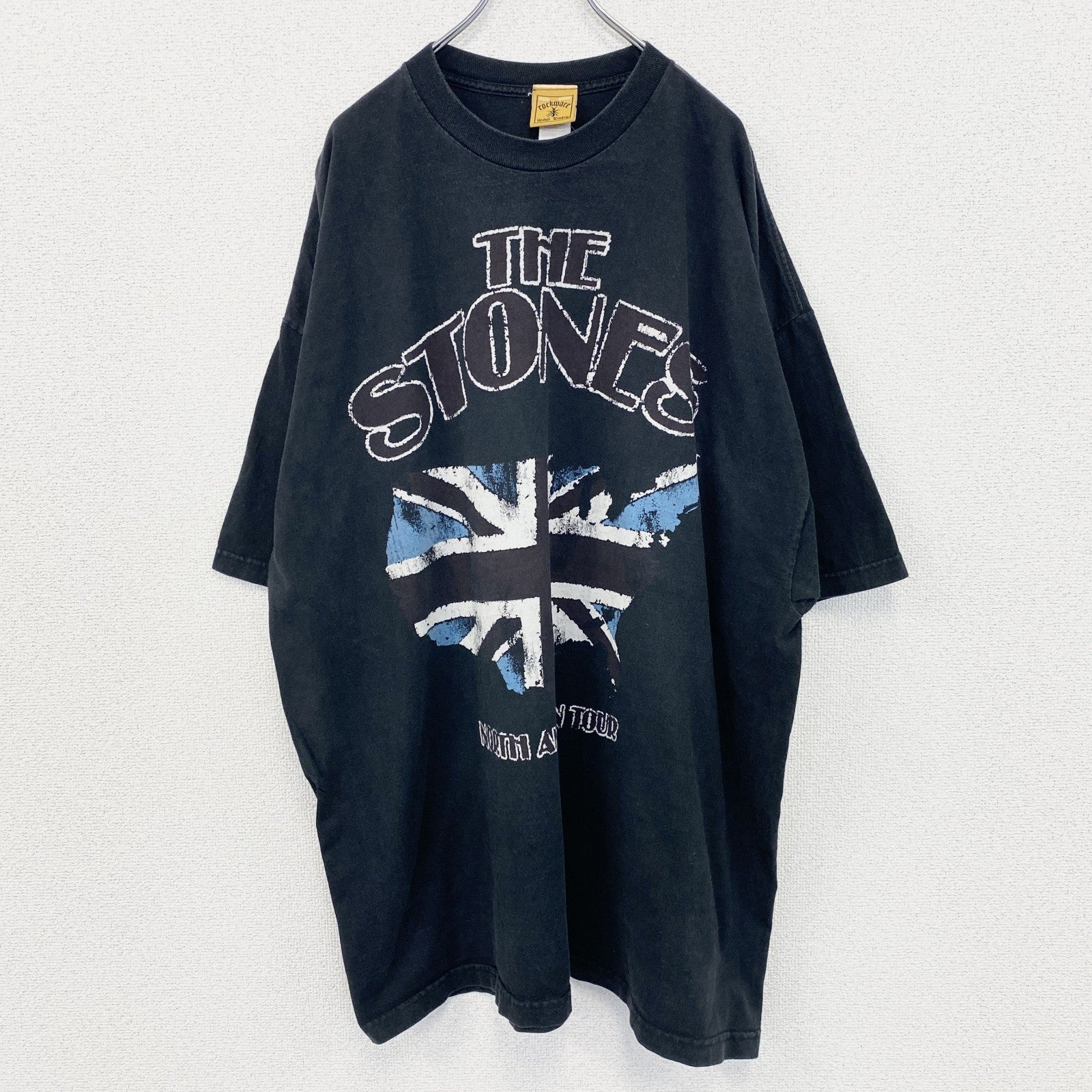 古着 used　ROCKMARE　半袖バンドプリントTシャツ　THE STONES　クルーネック　カジュアル　黒　XXXXLサイズ