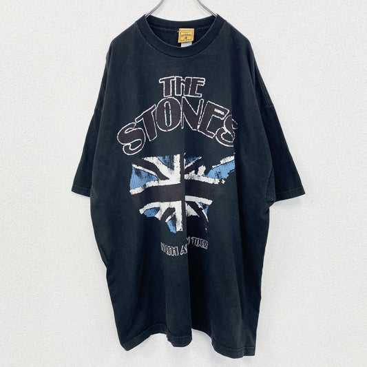 古着 used　ROCKMARE　半袖バンドプリントTシャツ　THE STONES　クルーネック　カジュアル　黒　XXXXLサイズ