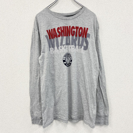 古着 used　長袖プリントTシャツ　NBA　ワシントンウィザーズ　バスケ　灰色　グレー　クルーネック　Lサイズ