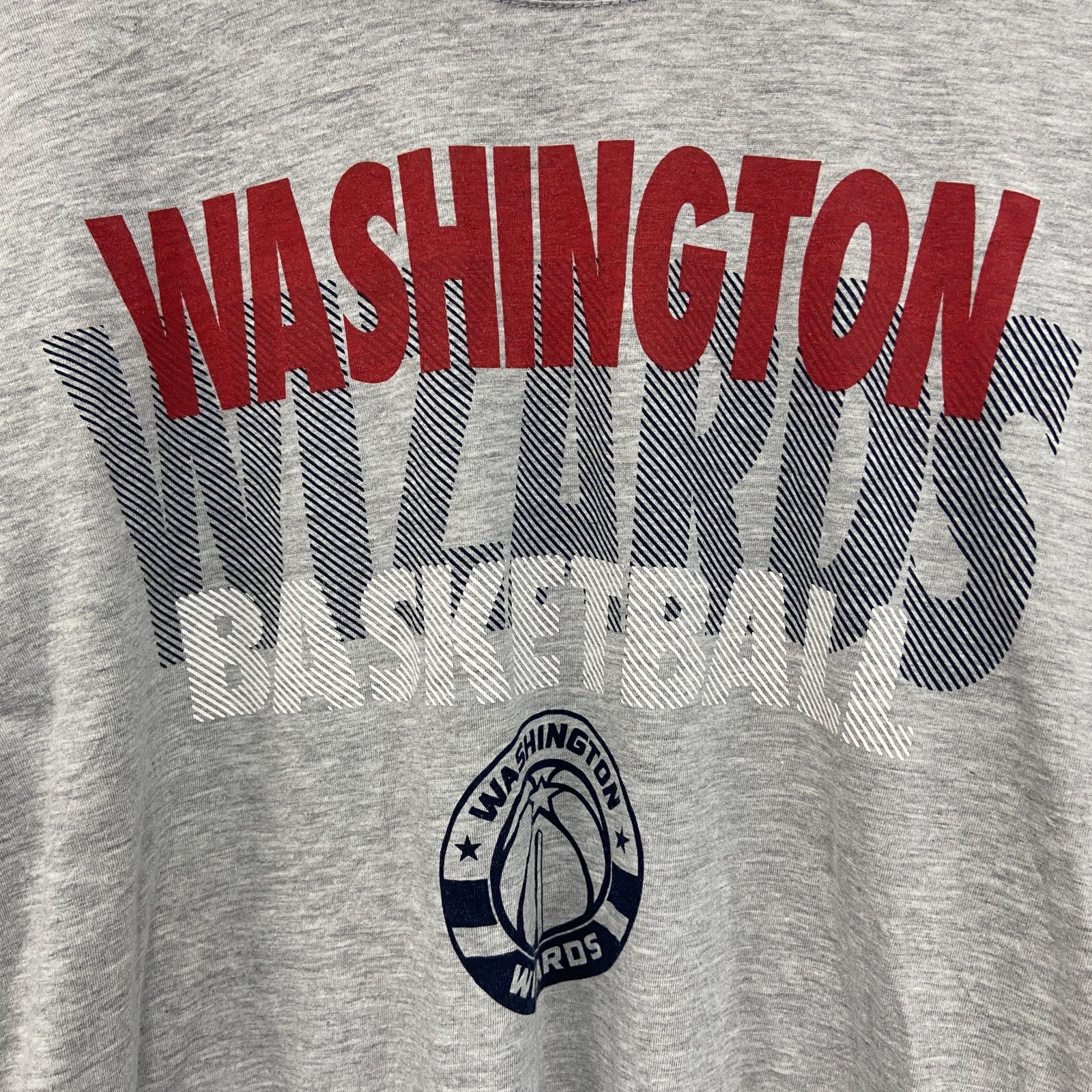 古着 used　長袖プリントTシャツ　NBA　ワシントンウィザーズ　バスケ　灰色　グレー　クルーネック　Lサイズ