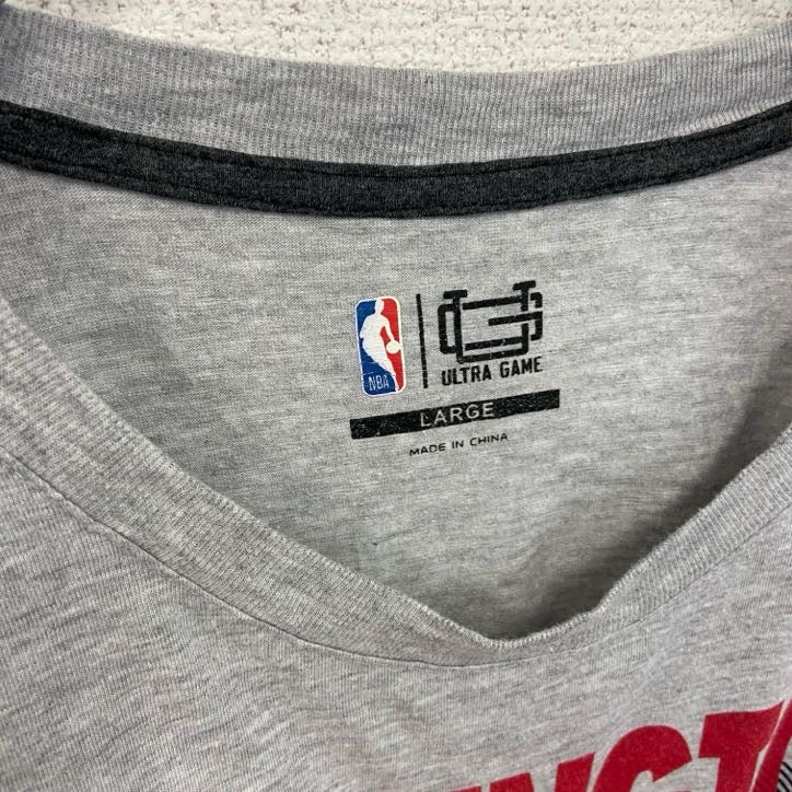 古着 used　長袖プリントTシャツ　NBA　ワシントンウィザーズ　バスケ　灰色　グレー　クルーネック　Lサイズ