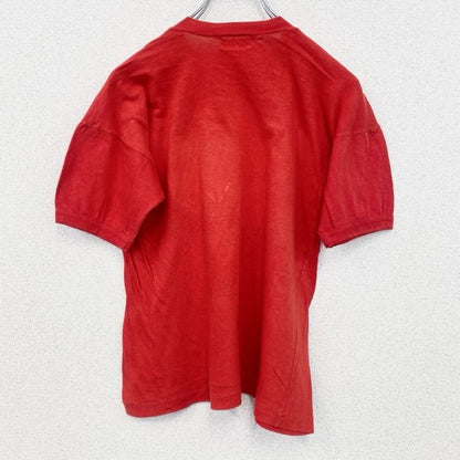 古着 used　半袖プリントTシャツ　万里の長城　中国　赤　レッド　リブ付き　レトロデザイン　100%コットン