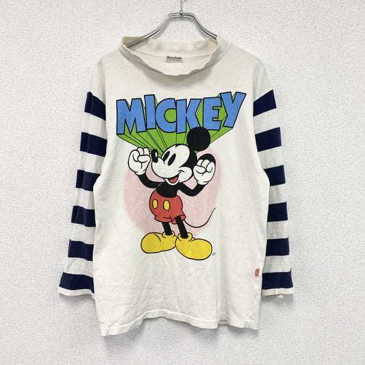 Mickey Family　Disney　ディズニー　ミッキーマウス　長袖Tシャツ/ロンT　ボーダー柄　白　ホワイト