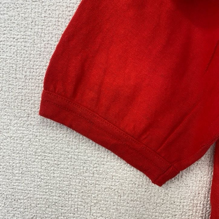古着 used　半袖プリントTシャツ　万里の長城　中国　赤　レッド　リブ付き　レトロデザイン　100%コットン
