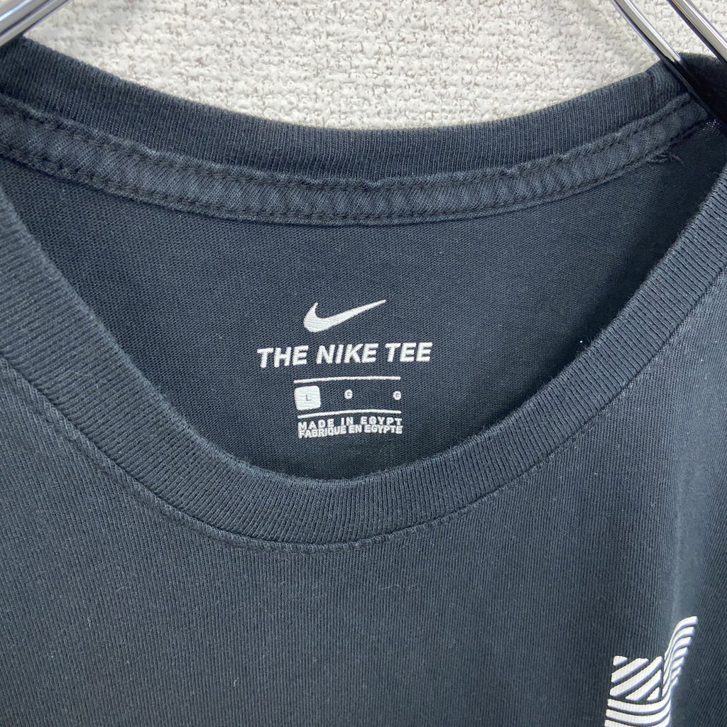 古着 used　ナイキ　半袖プリントTシャツ　ワンポイント　国旗　アメリカ　黒　ブラック　クルーネック　Lサイズ