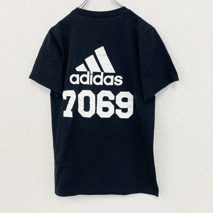 古着 used　adidas アディダス　半袖プリントTシャツ　サッカー　クルーネック　カジュアルデザイン　黒　Mサイズ