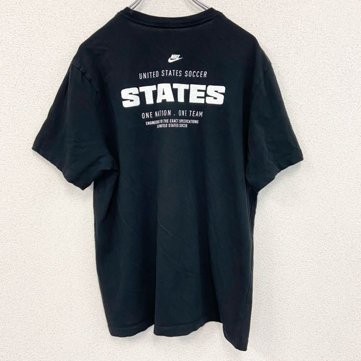 古着 used　ナイキ　半袖プリントTシャツ　ワンポイント　国旗　アメリカ　黒　ブラック　クルーネック　Lサイズ
