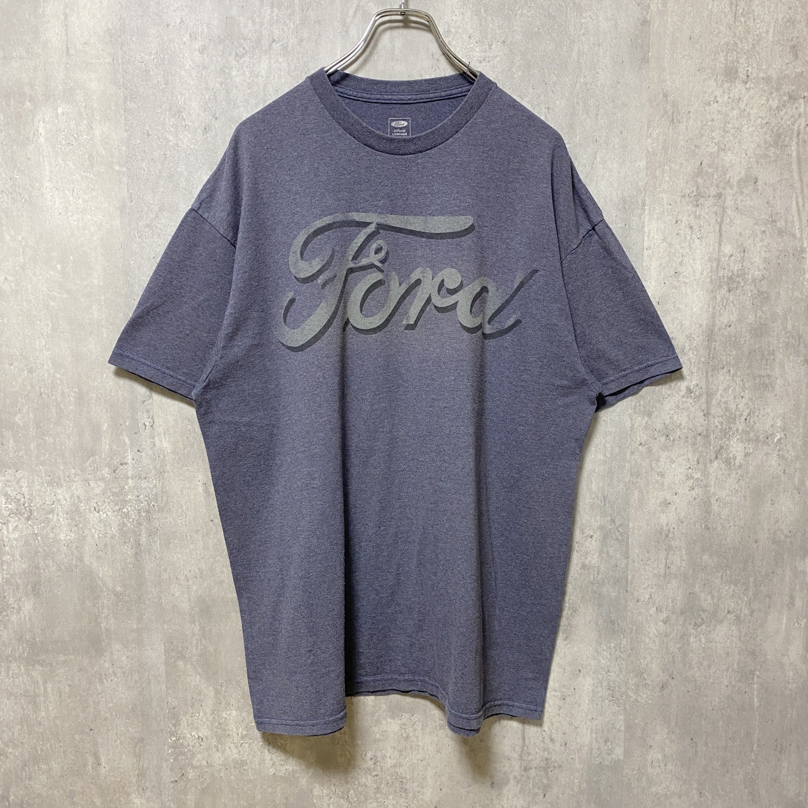 古着 used　Ford　半袖企業ビッグロゴプリントTシャツ　カープリント　ダークグレー　春夏服　ビッグシルエット　XLサイズ