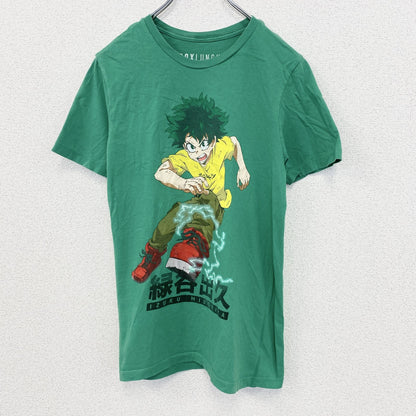 古着 used　ボックスランチ　半袖アニメプリントTシャツ　緑谷出久　クルーネック　緑　カジュアルデザイン　Sサイズ