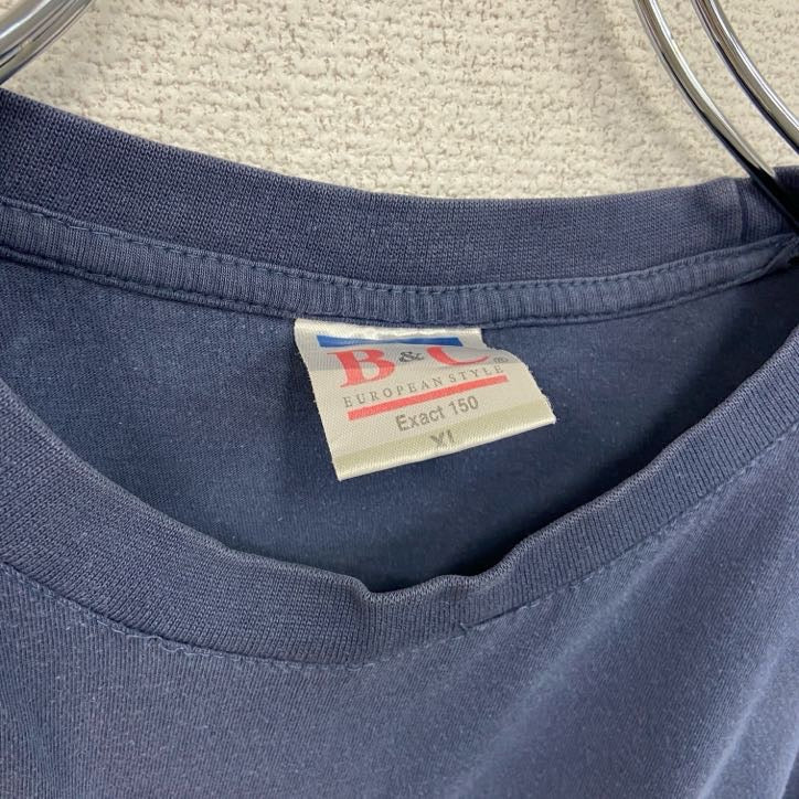 古着 used　半袖プリントTシャツ　アムステルダム　紺　ネイビー　100％コットン　レトロデザイン　クルーネック　XLサイズ