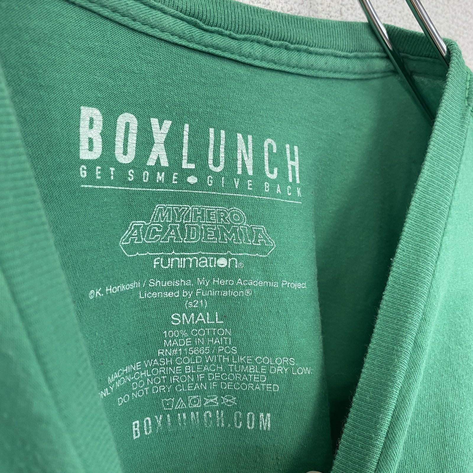 古着 used　ボックスランチ　半袖アニメプリントTシャツ　緑谷出久　クルーネック　緑　カジュアルデザイン　Sサイズ
