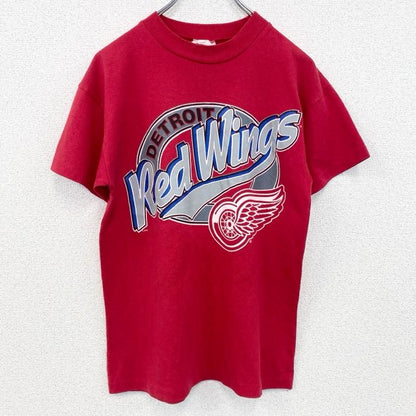 古着 used　半袖プリントTシャツ　レッドウィングス　アイスホッケー　赤　レッド　シングルステッチ　レトロデザイン　Lサイズ
