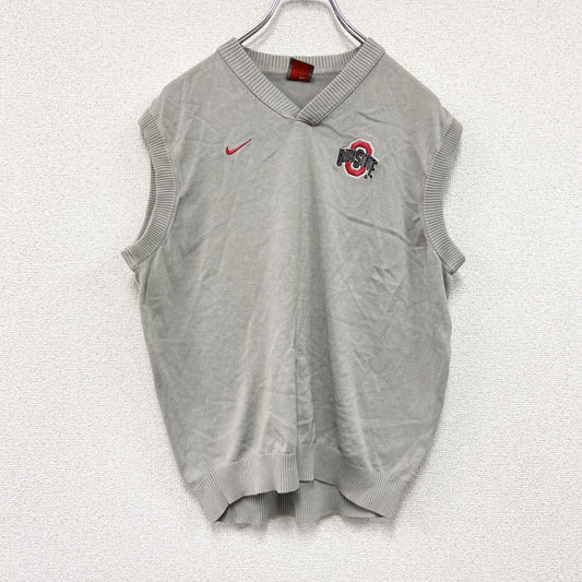 90s～　NIKE　ナイキ　シルクニットベスト　刺繍ロゴ　ヴィンテージ　灰色　グレー　Mサイズ