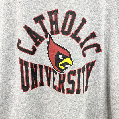 古着 used　chaｍpion チャンピオン　半袖カレッジプリントTシャツ　カトリック大学　グレー　カジュアルデザイン　Lサイズ