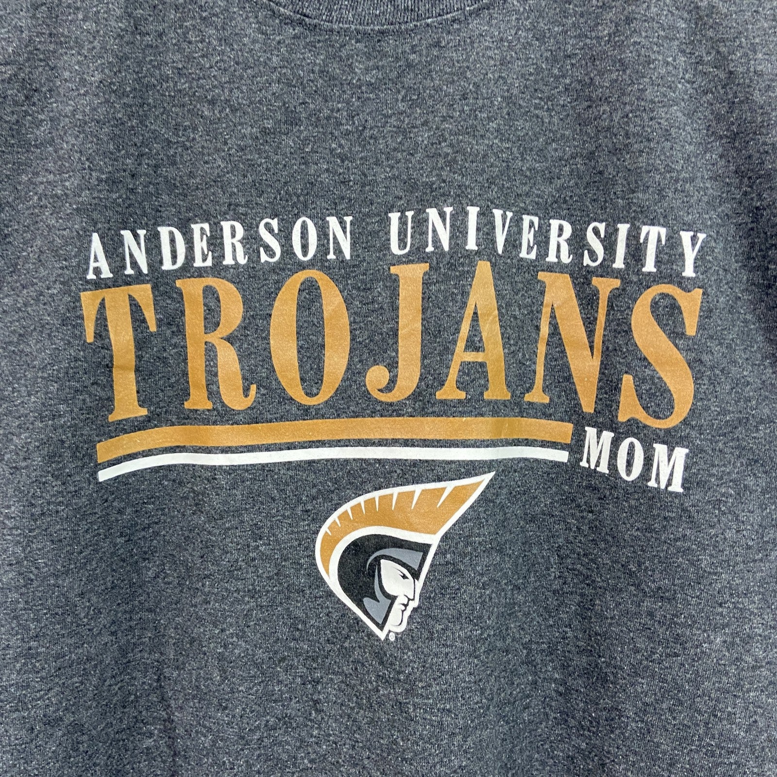 古着 used　champion　チャンピオン　半袖カレッジプリントTシャツ　大学　クルーネック　TROJANS　グレー　Mサイズ