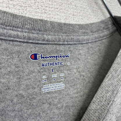 古着 used　chaｍpion チャンピオン　半袖カレッジプリントTシャツ　カトリック大学　グレー　カジュアルデザイン　Lサイズ