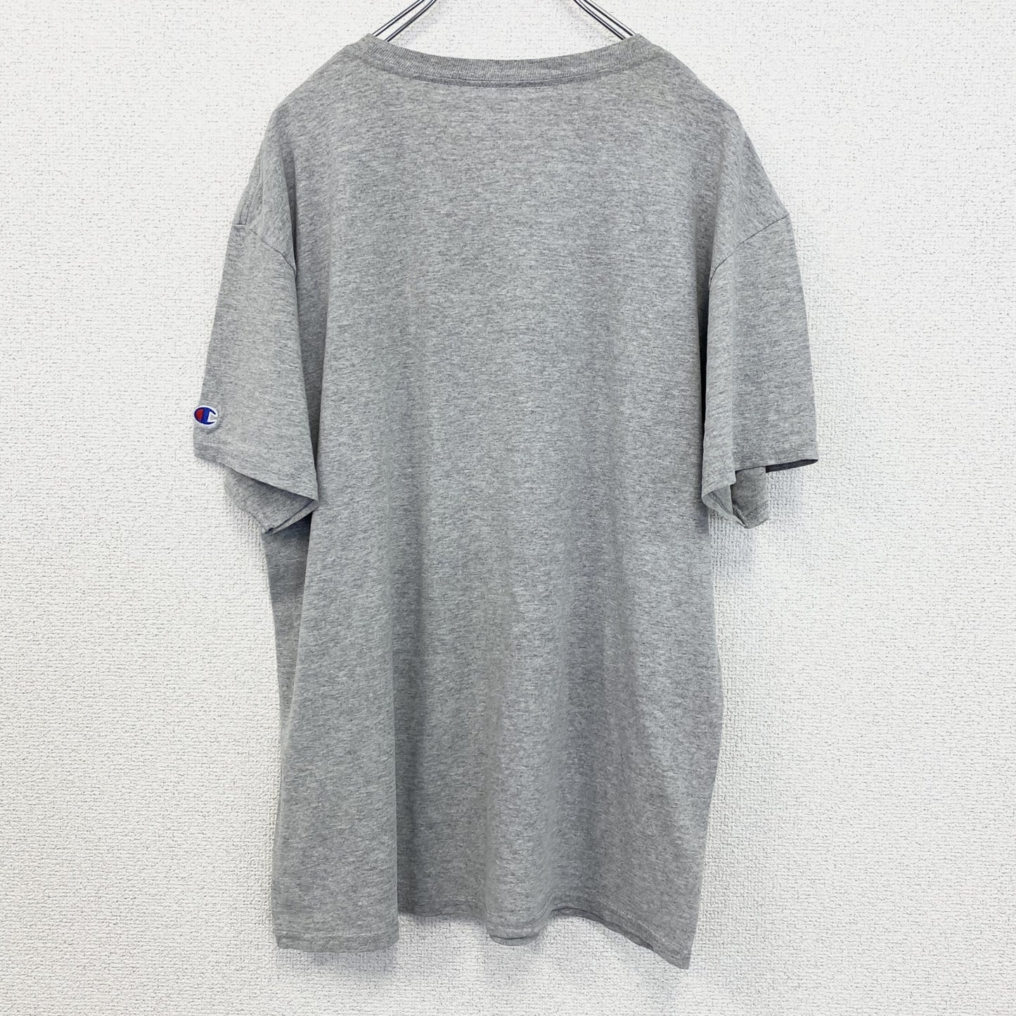 古着 used　chaｍpion チャンピオン　半袖カレッジプリントTシャツ　カトリック大学　グレー　カジュアルデザイン　Lサイズ