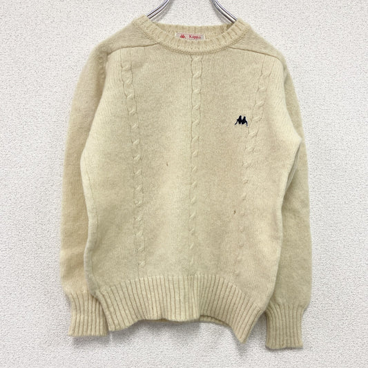 ～90s　Kappa　カッパ　ウールニットセーター　ケーブルニット　シェットランドウール　ヴィンテージ　アイボリー