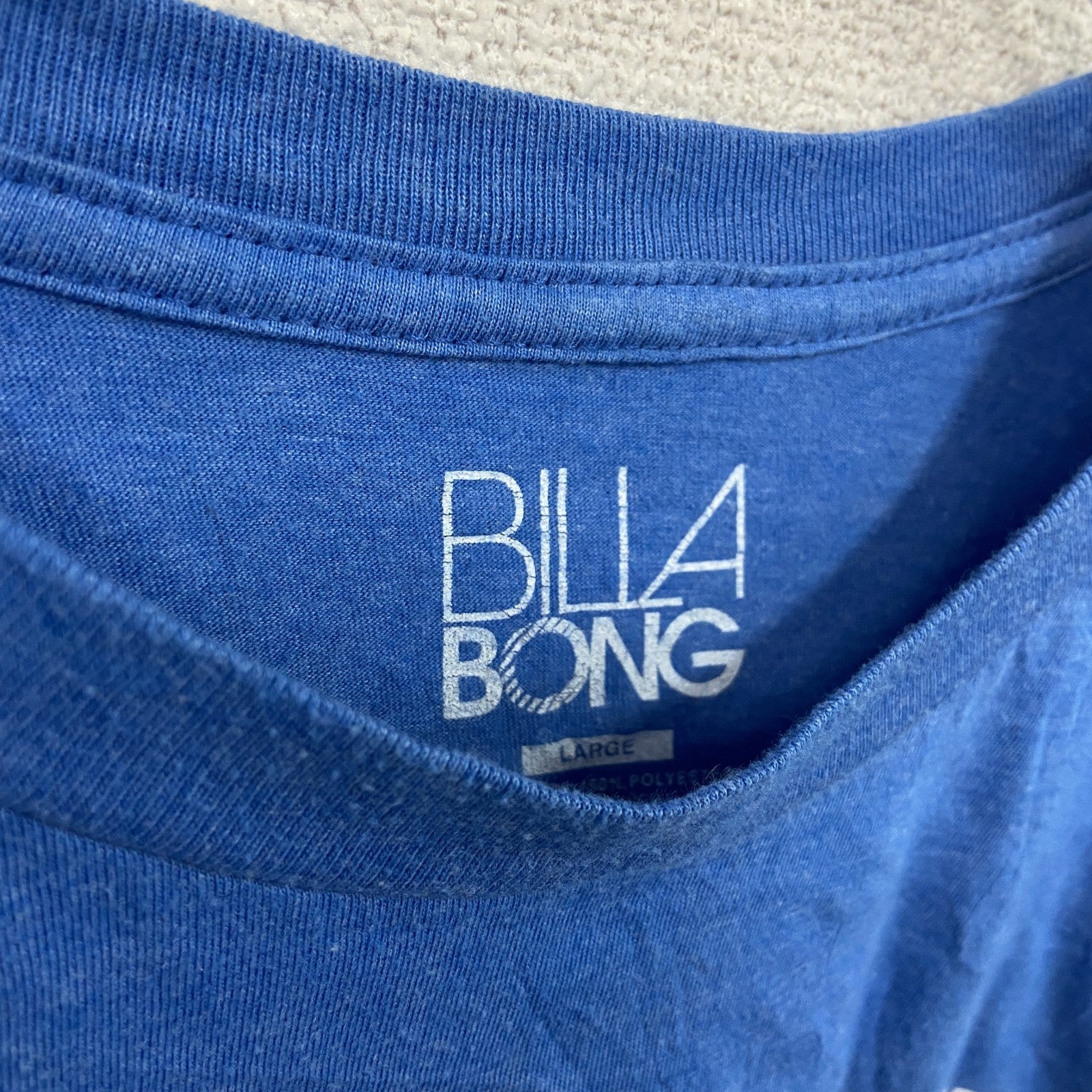 古着 used　BILLA BONG　ビラボン　半袖プリントTシャツ　マウンテン柄　青　クルーネック　レトロ　Lサイズ