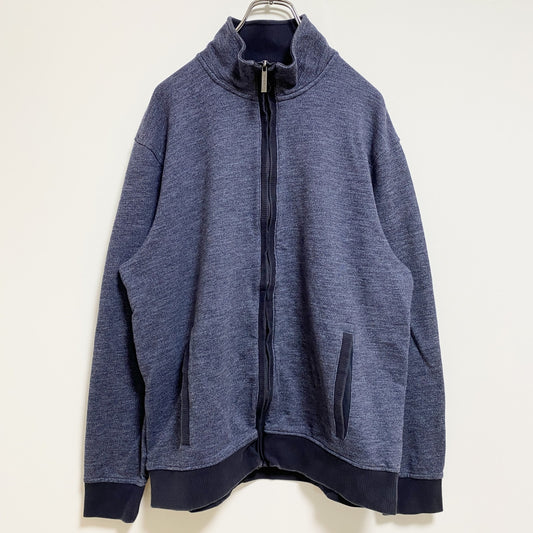 古着 used　VANHEUSEN　長袖ジップアップスウェット　トレーナー　ブルゾン　アウター　ハイネック　ネイビー　Lサイズ