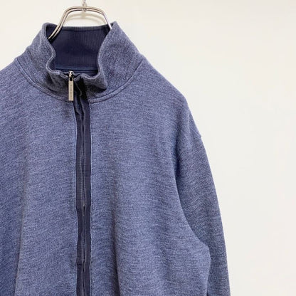 古着 used　VANHEUSEN　長袖ジップアップスウェット　トレーナー　ブルゾン　アウター　ハイネック　ネイビー　Lサイズ