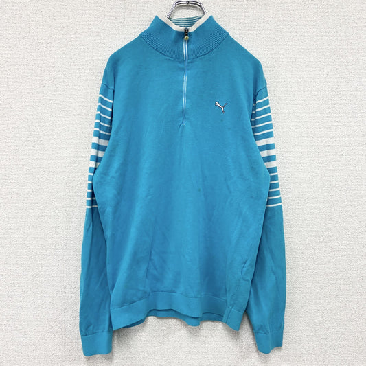 PUMA　プーマ　トラックジャケット/ジャージ　コットンニットセーター　水色　ライトブルー　Mサイズ