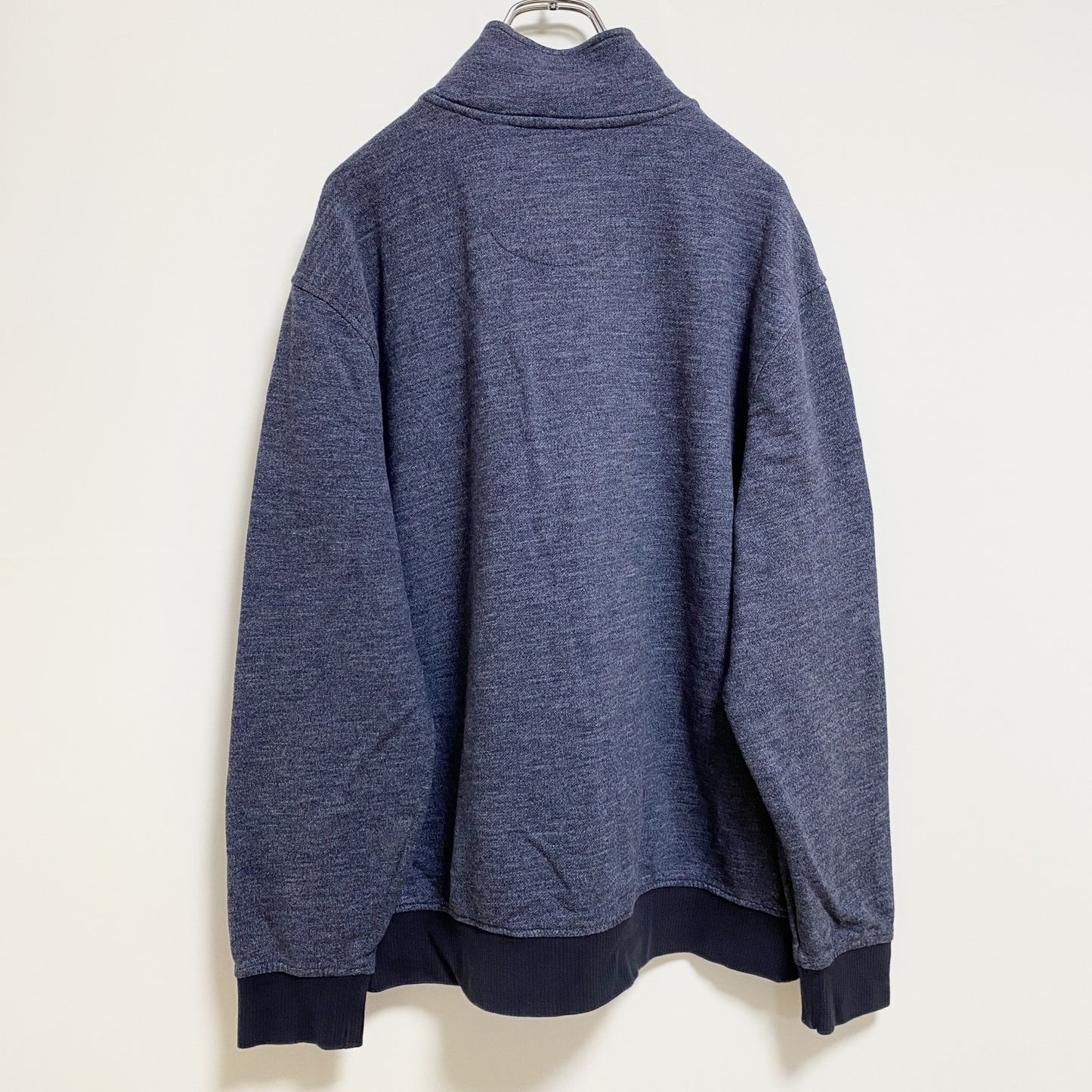 古着 used　VANHEUSEN　長袖ジップアップスウェット　トレーナー　ブルゾン　アウター　ハイネック　ネイビー　Lサイズ