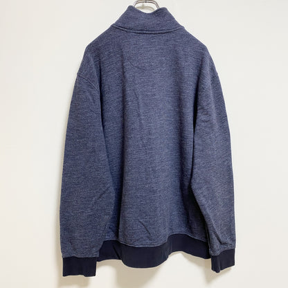 古着 used　VANHEUSEN　長袖ジップアップスウェット　トレーナー　ブルゾン　アウター　ハイネック　ネイビー　Lサイズ