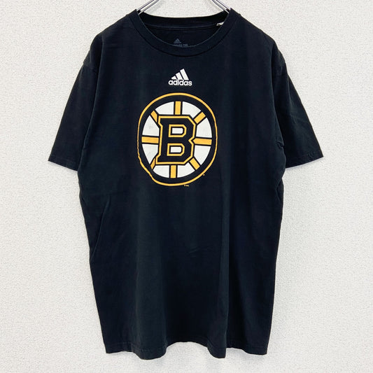 古着 used　Adidas　アディダス　ボストンブルーインズ　アイスホッケー　半袖プリントTシャツ　黒　ブラック　Lサイズ