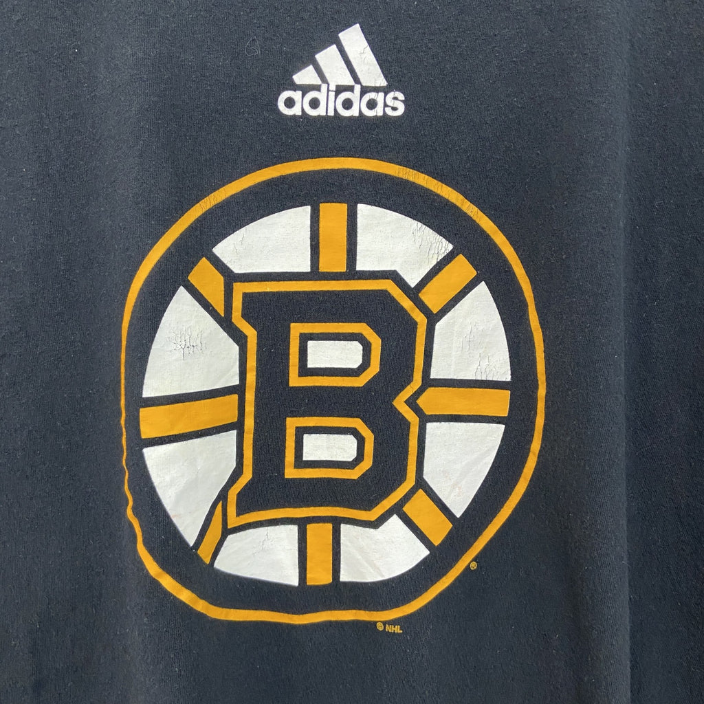 古着 used　Adidas　アディダス　ボストンブルーインズ　アイスホッケー　半袖プリントTシャツ　黒　ブラック　Lサイズ