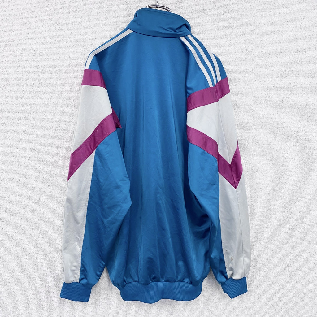 80s　adidas　アディダス　トラックジャケット/ジャージ　トレフォイルロゴ　ヴィンテージ　水色　アクアブルー　Lサイズ