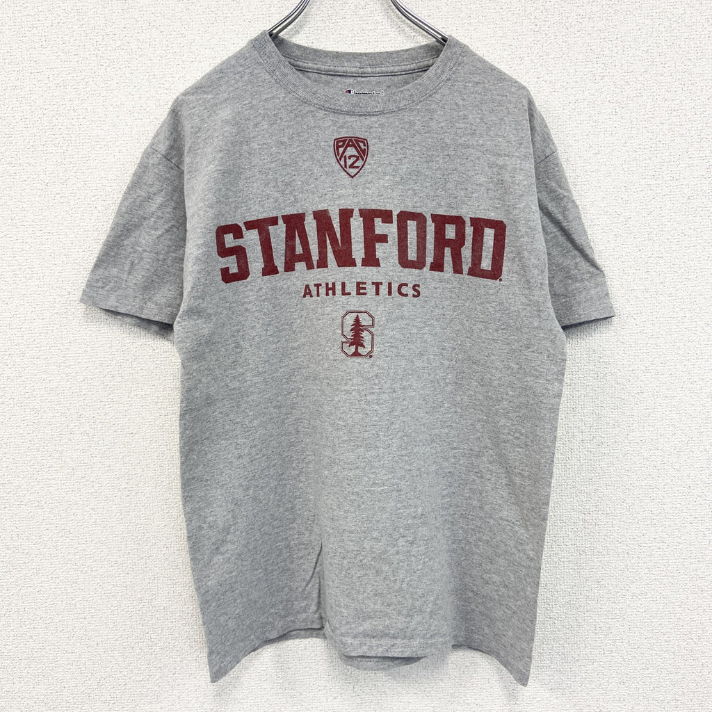 古着 used　champion　チャンピオン　カレッジ　スタンフォード　半袖プリントTシャツ　灰色　グレー　Mサイズ