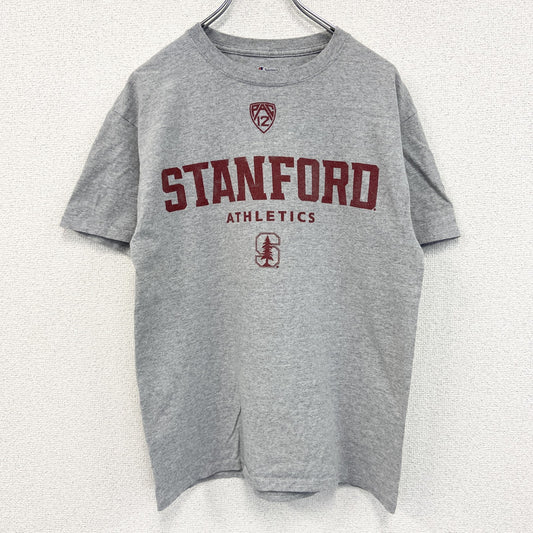 古着 used　champion　チャンピオン　カレッジ　スタンフォード　半袖プリントTシャツ　灰色　グレー　Mサイズ