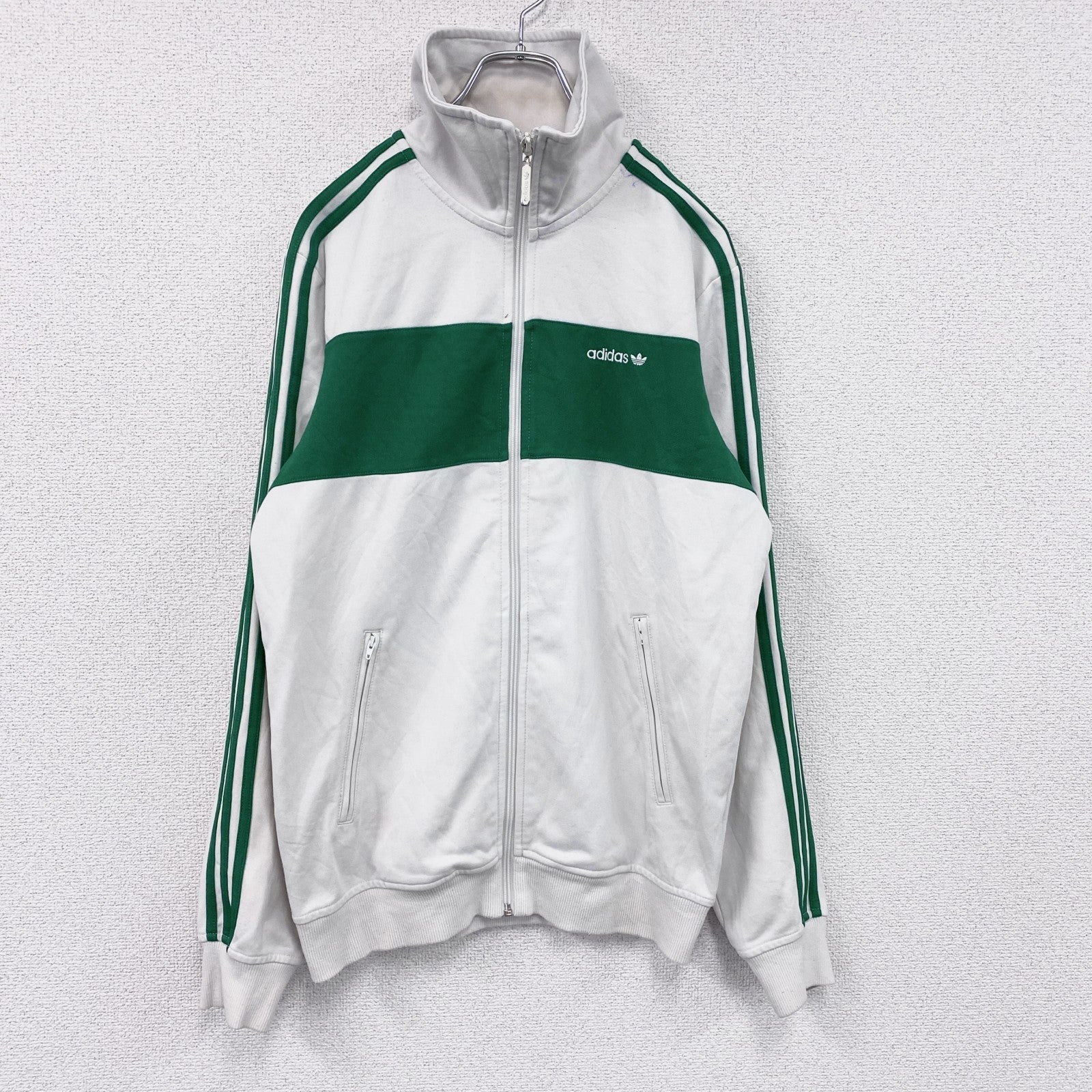 adidas　アディダス　トラックジャケット/ジャージ　トレフォイルロゴ　白　ホワイト　Mサイズ