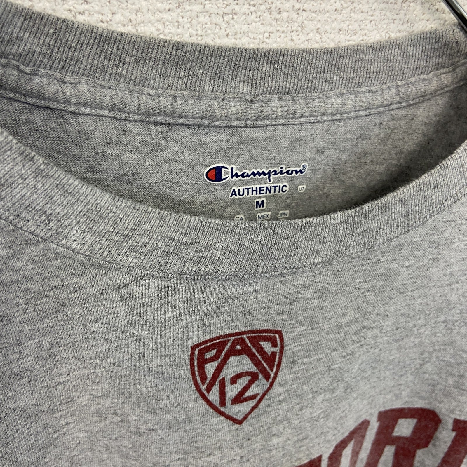 古着 used　champion　チャンピオン　カレッジ　スタンフォード　半袖プリントTシャツ　灰色　グレー　Mサイズ