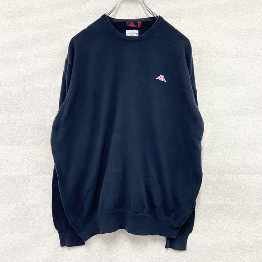 90s～　Kappa　カッパ　コットンニットセーター　ヴィンテージ　刺繍ロゴ　紺　ネイビー　XLサイズ